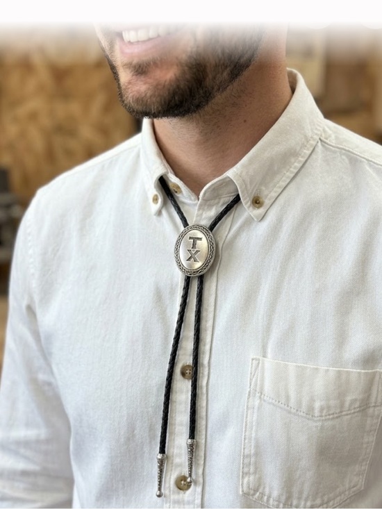 no brand Other - Black Braided Bolo Tie with Silver TX Concho